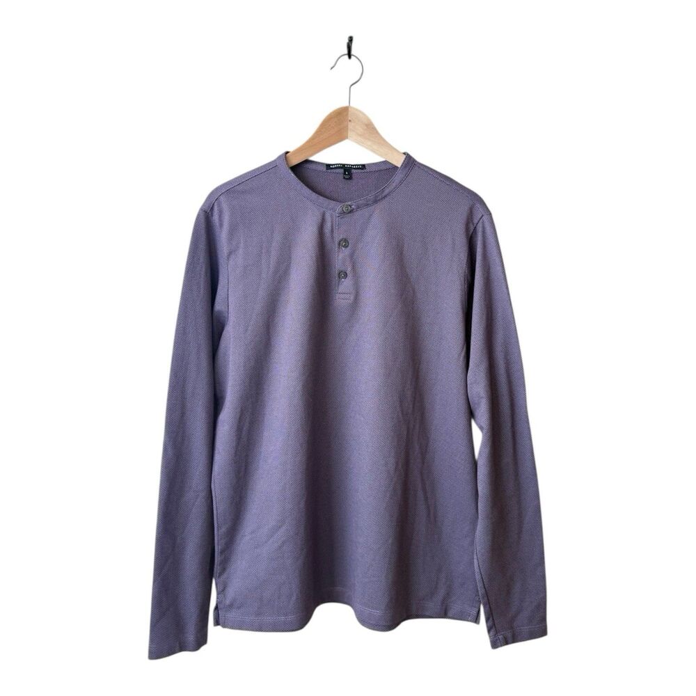 Robert Barakett Size Large Fernwood Long Sleeve Henley Shirt Imperial Purple Men